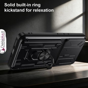 6in1 smūgiams atsparus dėklas su kortelių dėklu - juodas (Xiaomi 17T Pro)